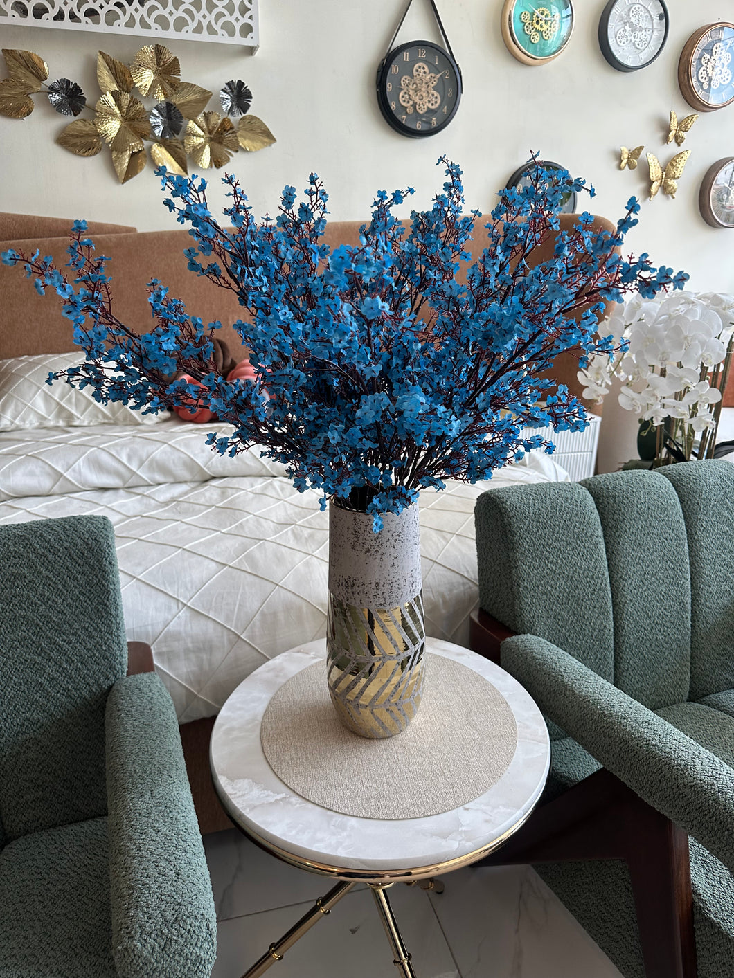 Faux Eucalyptus Spray Blue