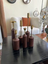 Set of 6 gold and brown candle stand