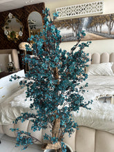 Faux Eucalyptus Blue flower Plant (medium) with Hugo planter White