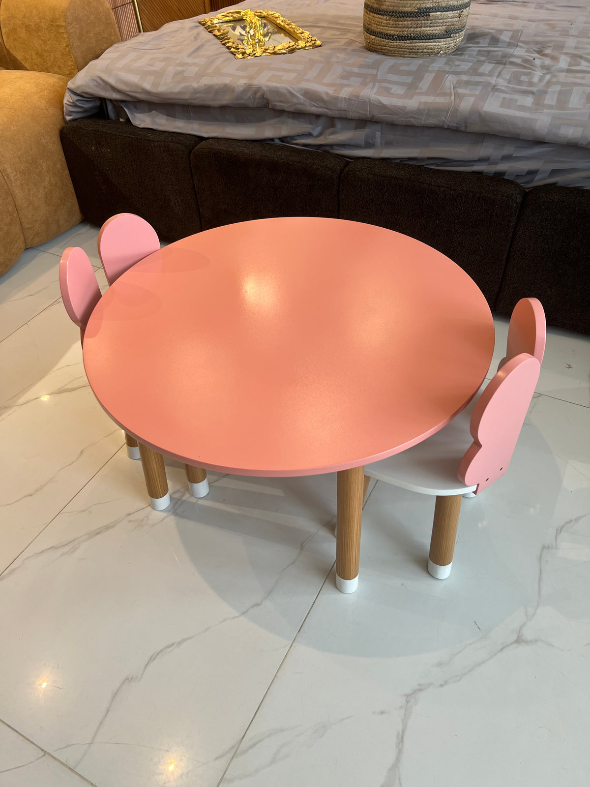 Pink Butterfly Round Table & 2 Chairs