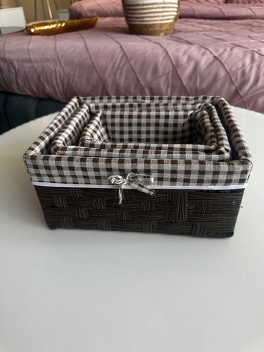 Jute Basket with Cloth Lining dark brown