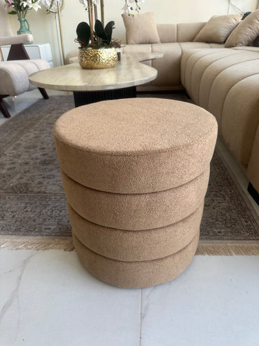 Boucle Premium round Stool Light Brown 0018