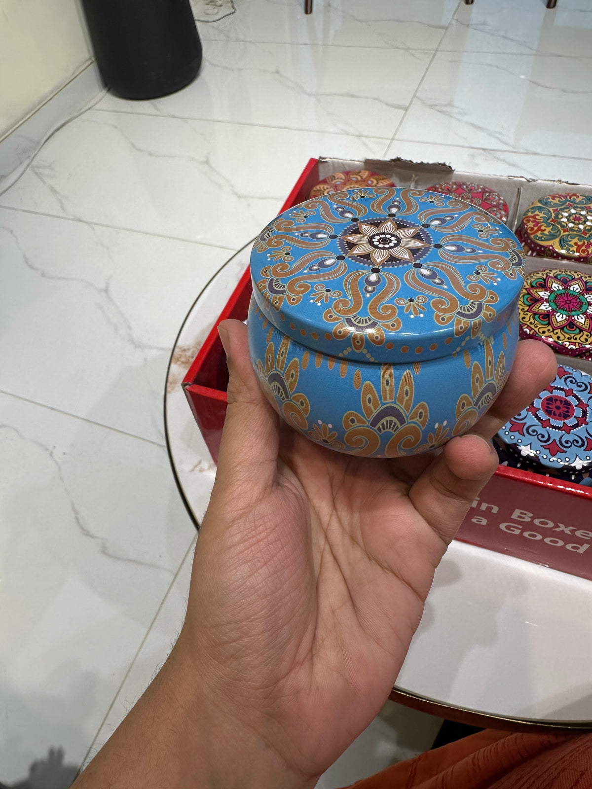 Ethnic Scented candles metal box