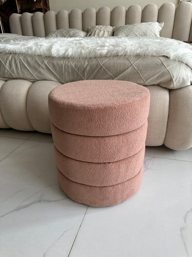 Boucle Premium round Stool Dusty Pink 0019
