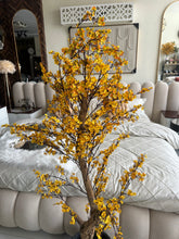 Faux Eucalyptus Yellow flower Plant (medium) with Hugo planter Black