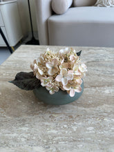 White Hydrangeas in Ceramic Planter