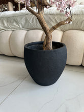 Faux Eucalyptus light pink flower Plant (medium) with Hugo planter Black