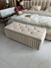 Beige Boucle Storage Puffy