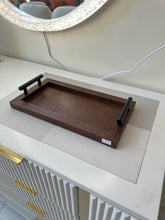 Leather Tray Brown with metal handles 011