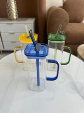 Square glass mug with glass lids