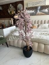 Faux Eucalyptus light pink flower Plant (medium) with Hugo planter Black