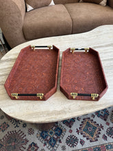 Antique Brown Leather Tray set with design 020