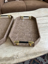 Taupe Leather Tray set with design 022