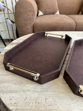 Leather Tray set with Gold handles 012