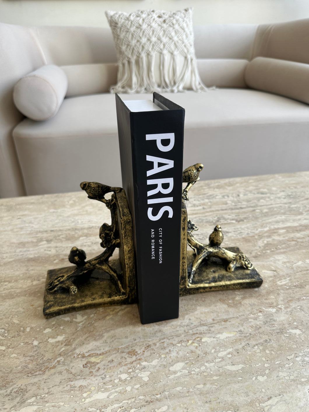 Birds on stem black antique bookend