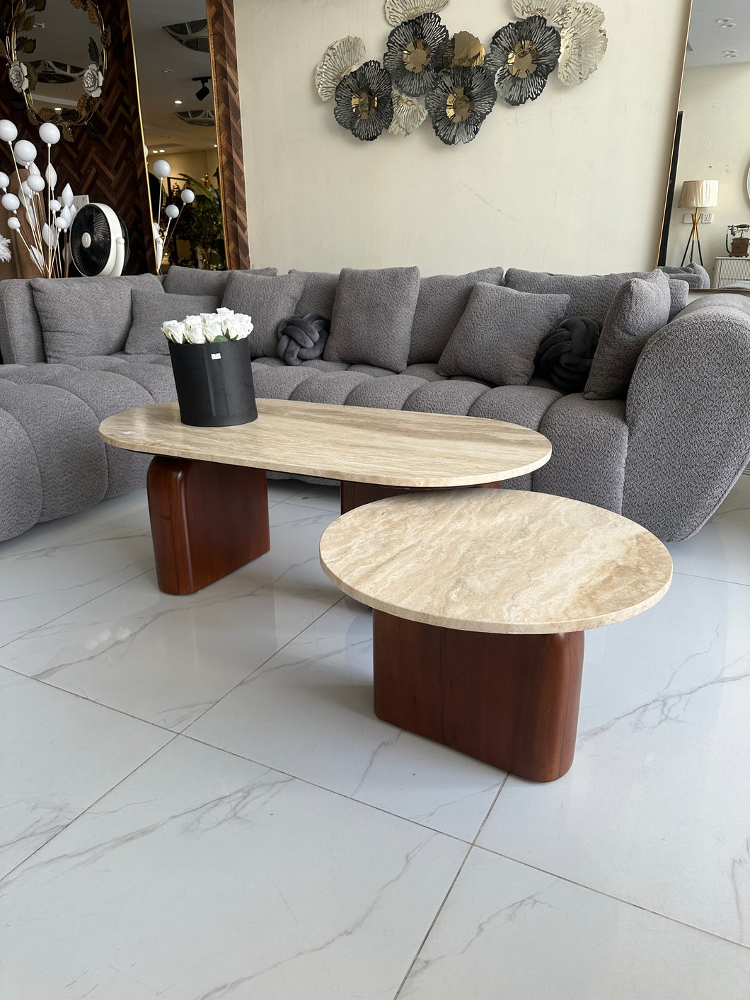 Travertine Dune Table Set (delivery only in Lahore)