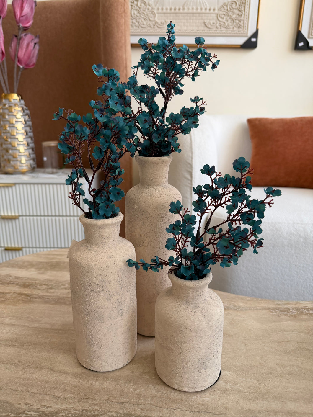 Elysian Vase set of 3 001 with flower
