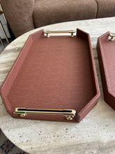 Brown Leather Tray set with design 023