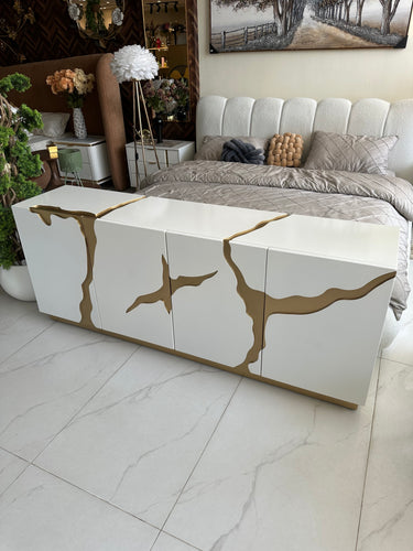 White Abstract Side Board
