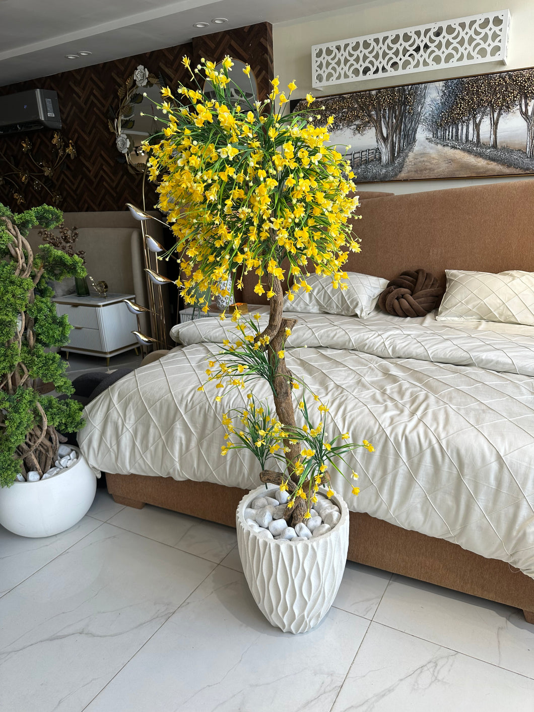 Yellow flower Plant with Imported Planter