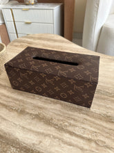 Leather Tissue box brown Printed 20