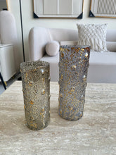 Glass Gold & Silver Cylinder Vase set