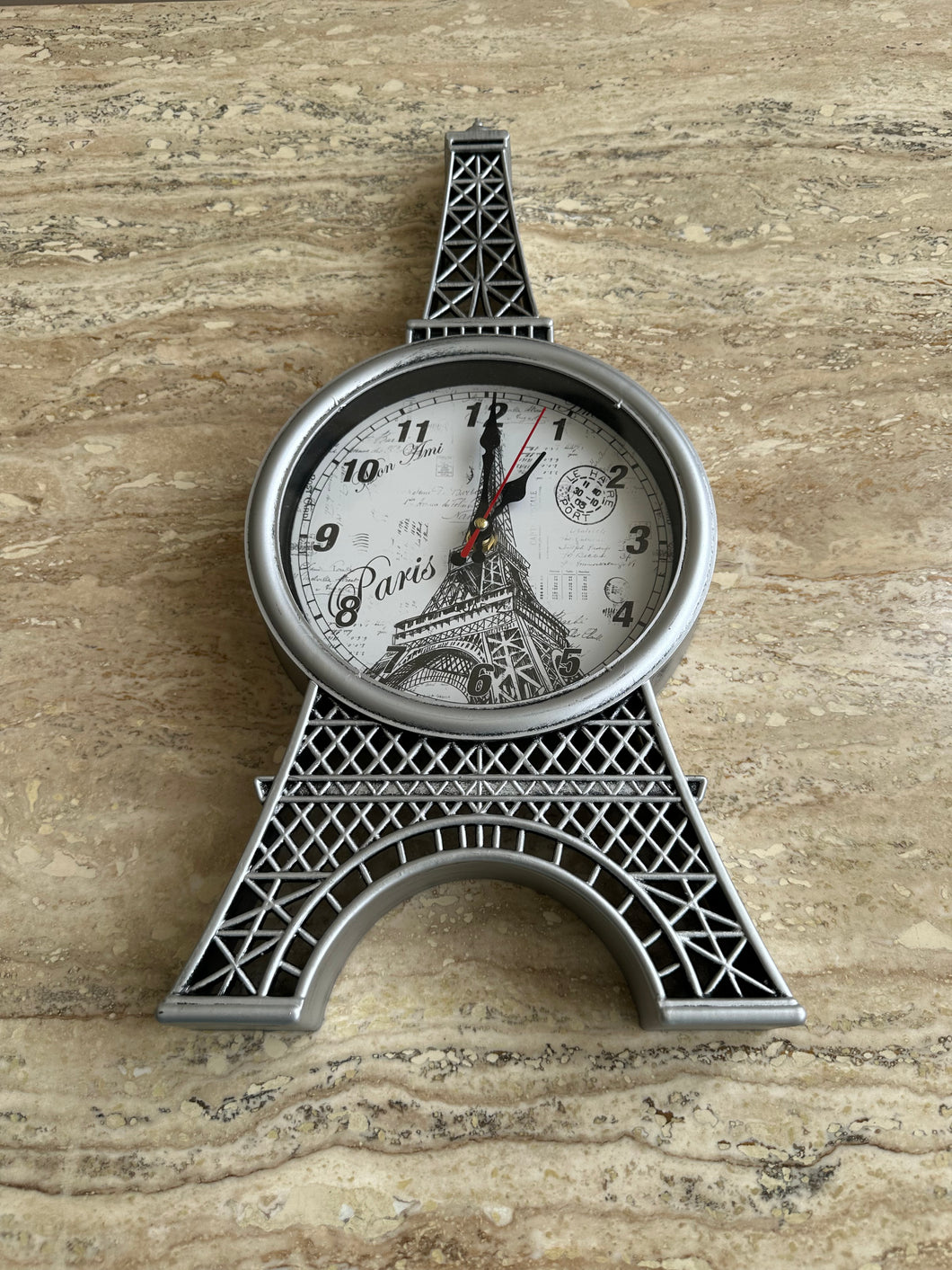 Eiffel Tower Clock Silver