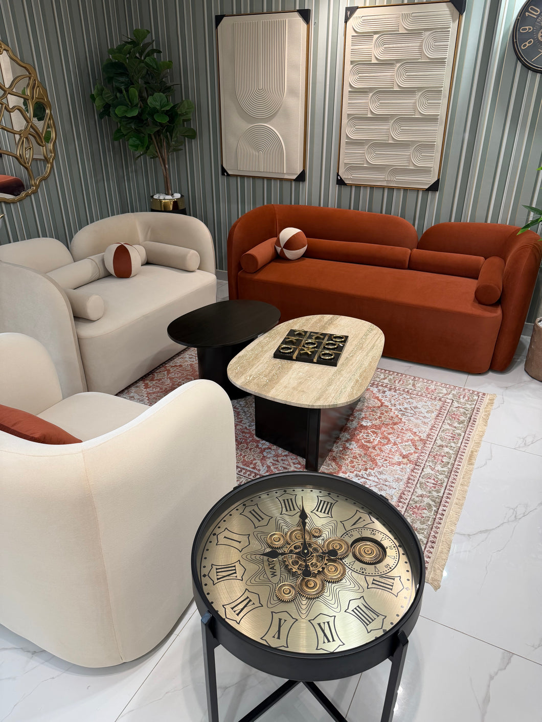 Rust Luxe Sofa Teddy Velvet
