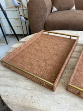 Light Brown Leather Tray set with design 015