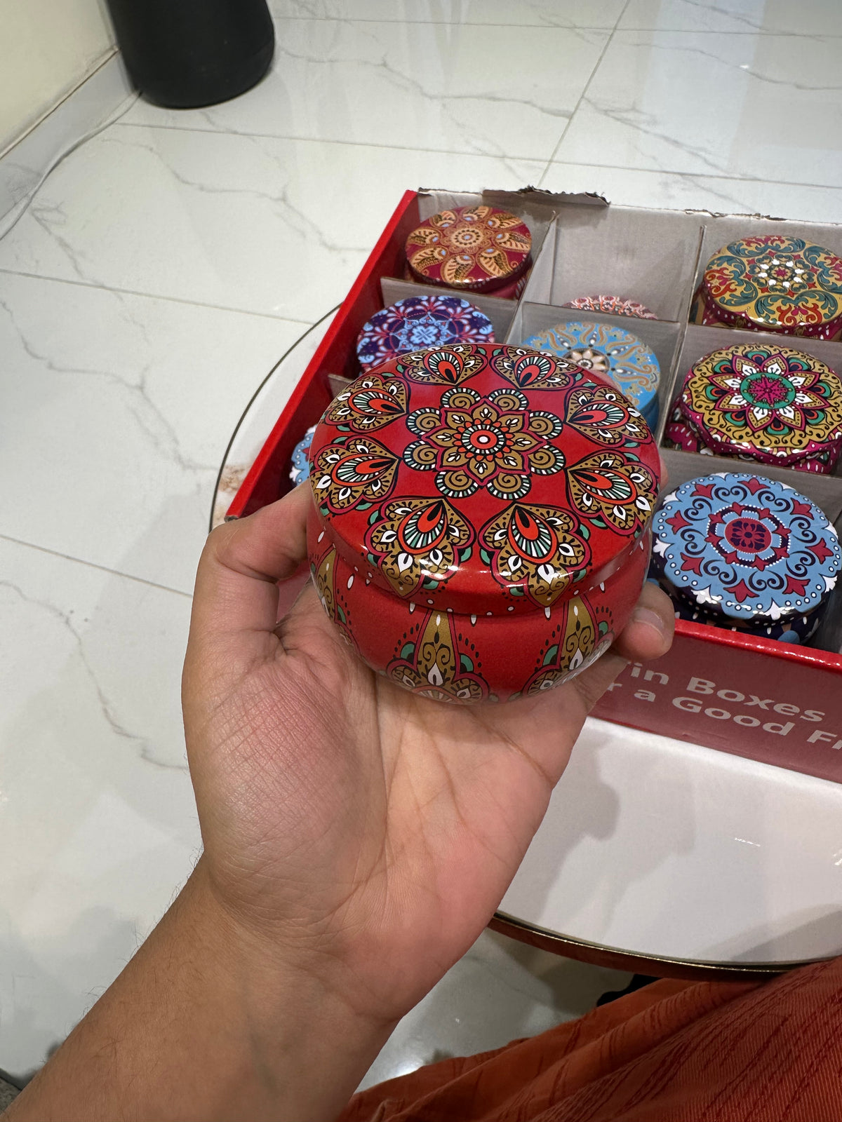 Ethnic Scented candles metal box