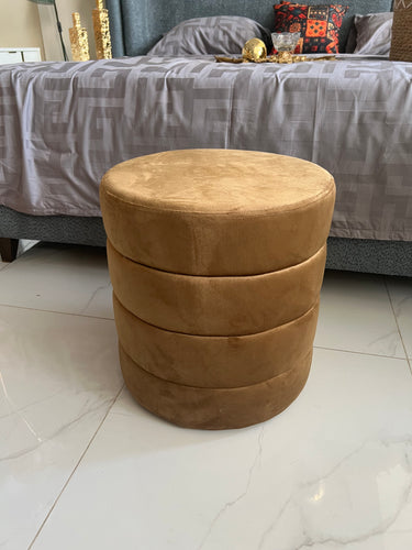Velvet Premium round Stool Brown 0017