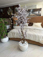 Faux Eucalyptus White flower Plant with Imported Planter