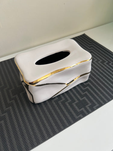 Gold & White jewel Tissue box 10