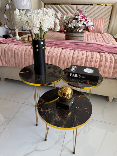 Black Goldy nesting table set of 3