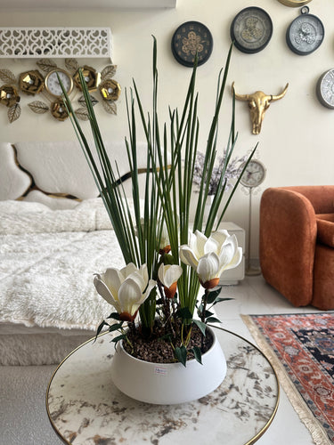 Magnolia Flower Arrangement in Ceramic Pot 003