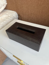 Leather Tissue box dark brown 014