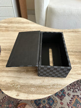 Leather Tissue box black chequered 19