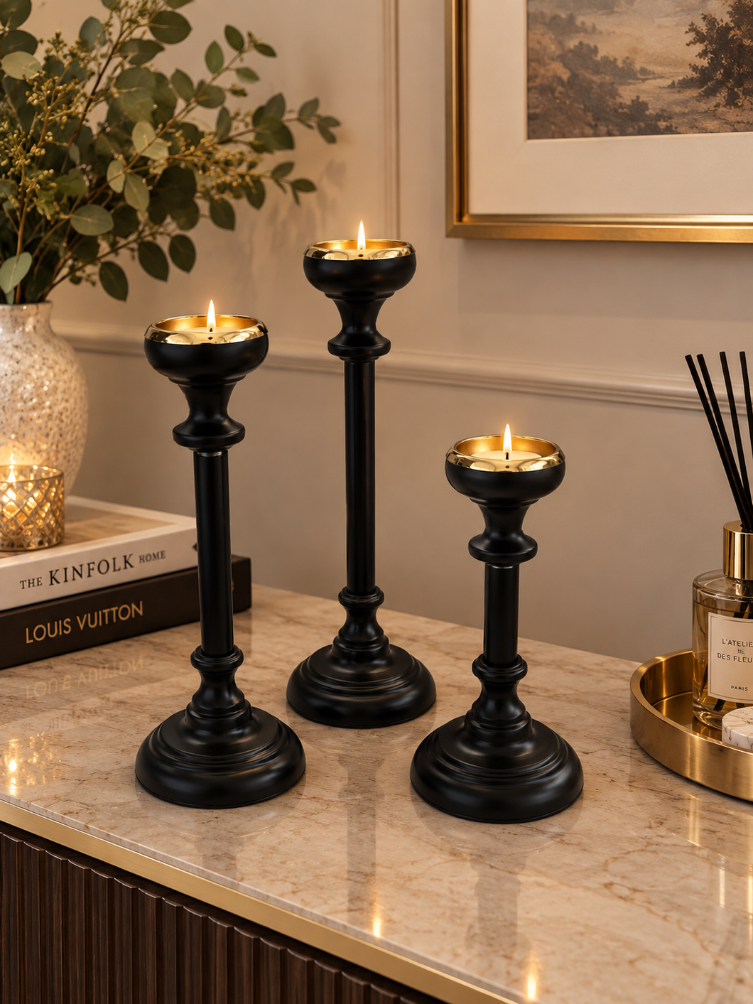 Midnight Glow Candle stands 002 set of 3