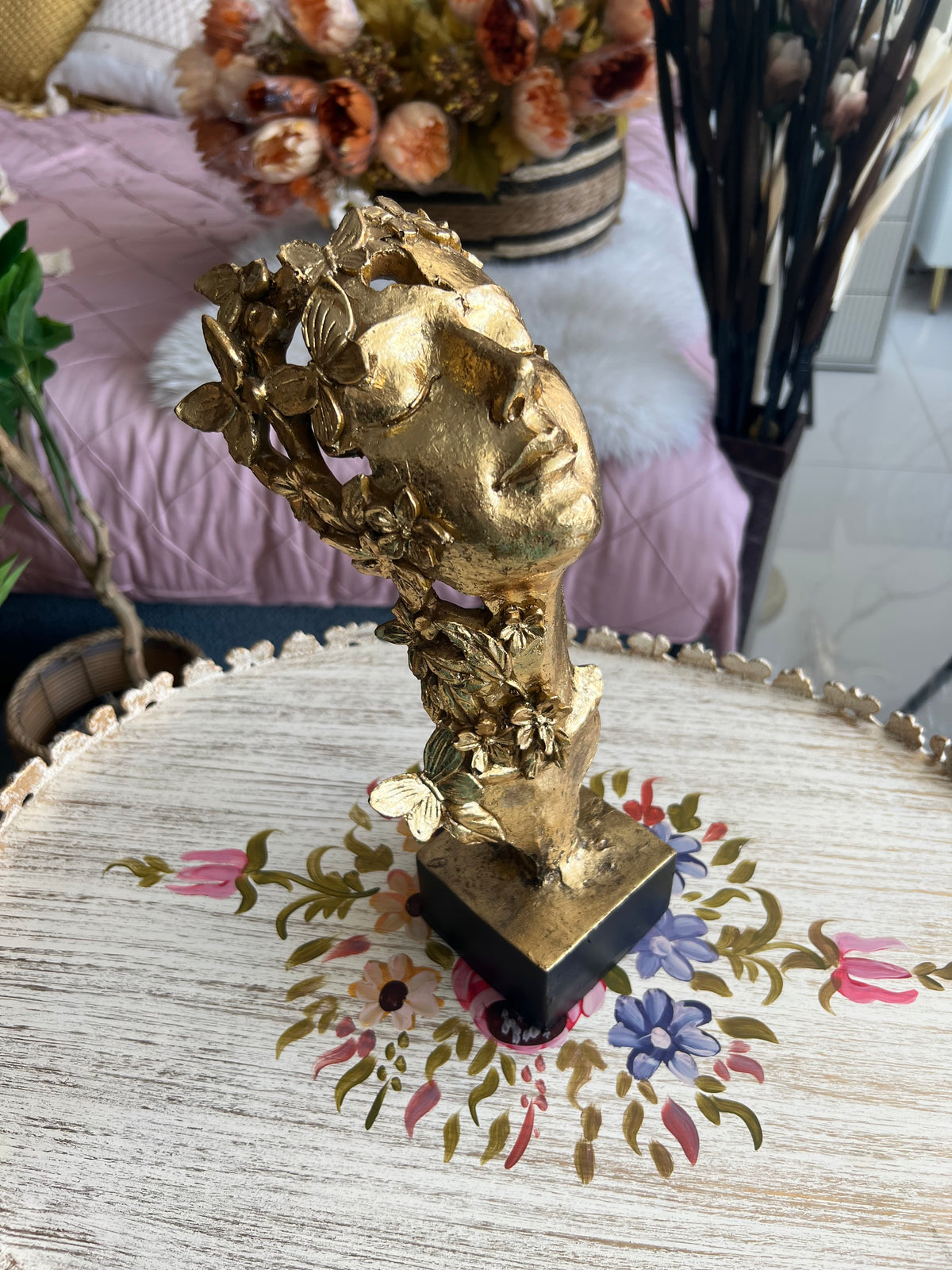 Sleeping Lady Face Sculpture Gold