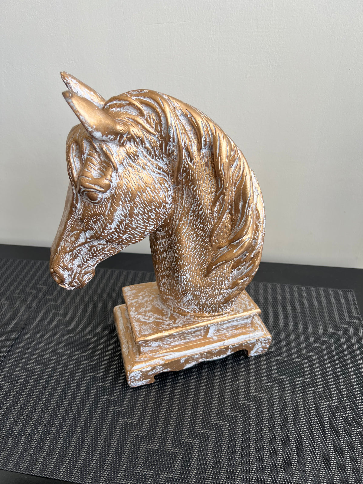 Horse Head Sculpture White Antique