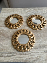 Gold Round wall Mirrors set of 3 001