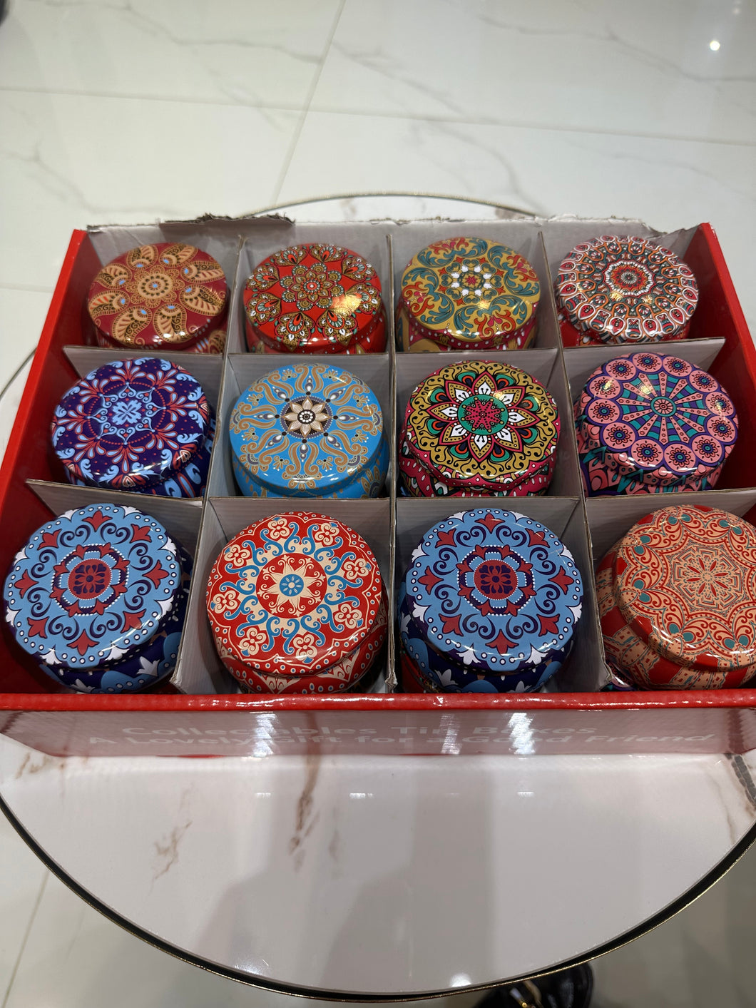 Ethnic Scented candles metal box
