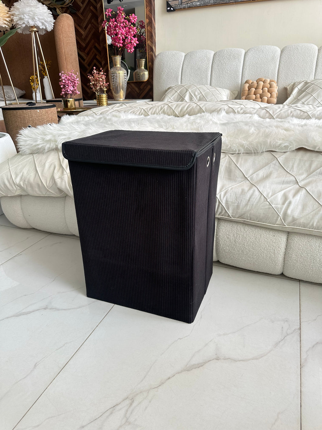 Laundry Basket Boucle Black