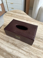 Leather Tissue box dark Burgundy 018