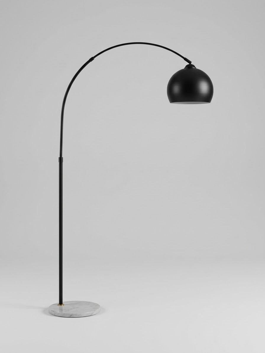 Black globe lamp with marble base