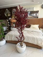 Faux Eucalyptus Red flower Plant with Imported Planter