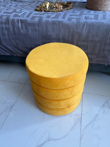 Velvet Premium round Stool Mustard 0015