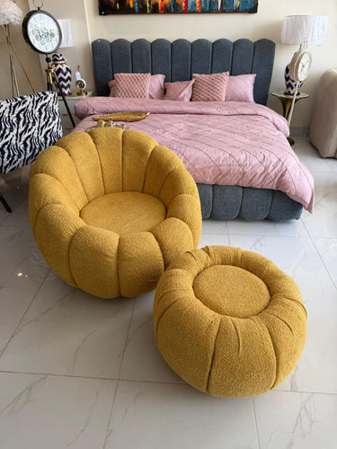 Pumpkin Boucle chair and Stool