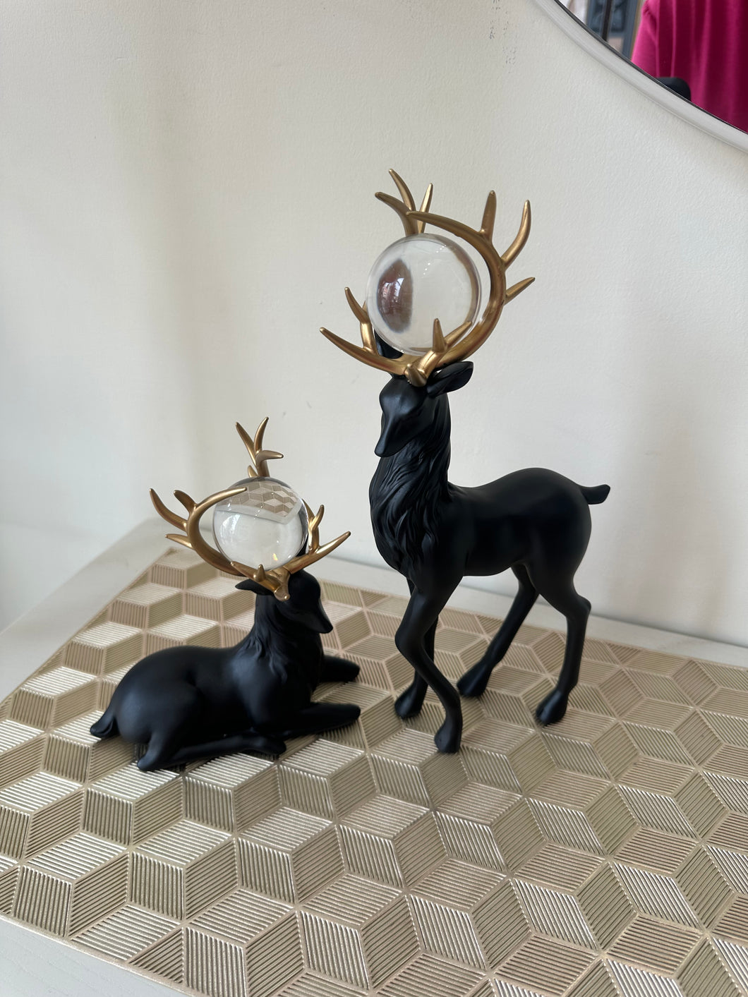 Regal Deer Sculpture set Black 005