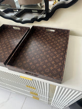 Leather Tray set Printed Brown